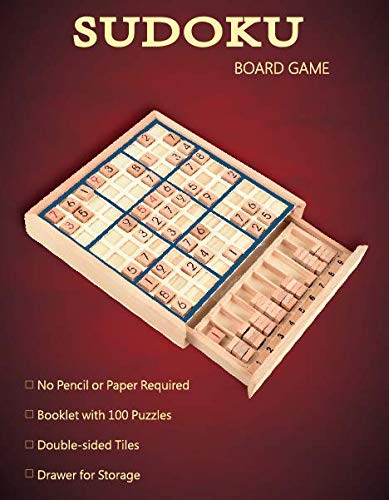 Juego de Mesa de Madera Sudoku con cajón - con Libro de 100 Rompecabezas de Sudoku - Math Brain Teaser Desktop Toys