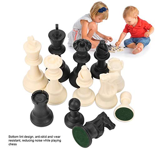 Juego de piezas de ajedrez internacional de 32 piezas Juego de reemplazo de plástico Figuras de ajedrez Torneo estándar Tablero de juego de ajedrez Juguetes de juego Ajedrez Negro blanco con pelusa