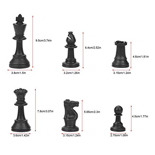 Juego de piezas de ajedrez internacional de 32 piezas Juego de reemplazo de plástico Figuras de ajedrez Torneo estándar Tablero de juego de ajedrez Juguetes de juego Ajedrez Negro blanco con pelusa
