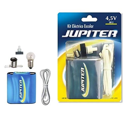 Jupiter (324620) - Kit Eléctrico Escolar, Set para el Colegio, Pila Petaca 4.5V, Interruptor 220V, Cable y Bombilla.