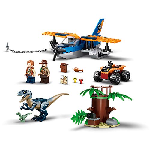 Jurassic World 4+  Velocirraptor: Misión de Rescate en Biplano Juguetes de Dinosaurios para Niños de Prescolar, multicolor (Lego ES 75942)