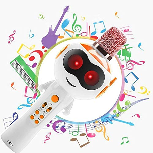 JYDQM Niños portátiles Inalámbrico Bluetooth Karaoke Micrófono Micrófono de Dibujos Animados Teléfono móvil Altavoz niños