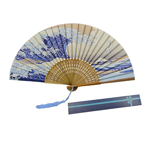 KAKOO Abanico patrón de Kanagawa del oleaje del Estilo mordeno para Bailar o Lave Tres Ceremonias, la Boda, la decoración de la Pared de la casa