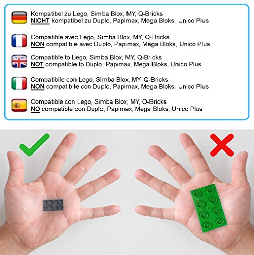 Katara Juego De 520 Ladrillos Creativos En Caja Con Placa De Construcción 100% Compatibles Con Lego Classic, Sluban, Papimax, Q-bricks, Gris Oscuro (1827) , color/modelo surtido