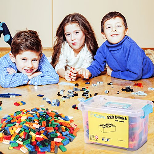 Katara Juego De 520 Ladrillos Creativos En Caja Con Placa De Construcción 100% Compatibles Con Lego Classic, Sluban, Papimax, Q-bricks, Gris Oscuro (1827) , color/modelo surtido