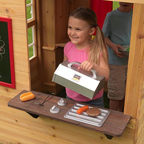 KidKraft- Casa de jardín moderna de madera para niños, incluye cocina de juego y accesorios, Color Natural (182)