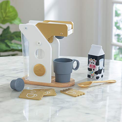 KidKraft - Kit de juguetes de madera para hacer café para cocina de juguete (accesorio para cocinas de juguete), Metálico (53538)