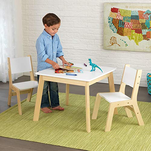 KidKraft- Mesa con 2 sillas de madera y blanca, para sala de juegos infantil / muebles de dormitorio, Color Blanco (27025)