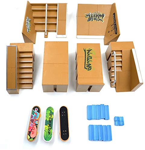 Kidsdream® – Parque de skate de 8 piezas con 3 skates para controlar con tus dedos