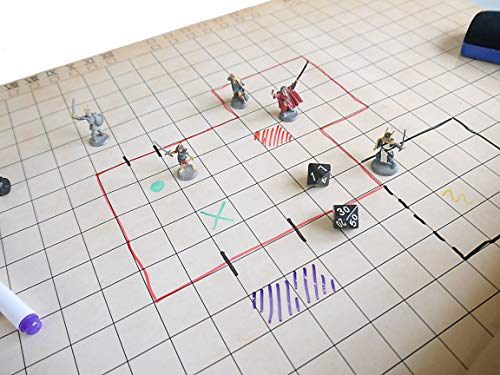 KLIBEN Tablero de rol Reutilizable - Tapete para Batallas y Juegos de Mesa - Dungeons and Dragons, Miniaturas