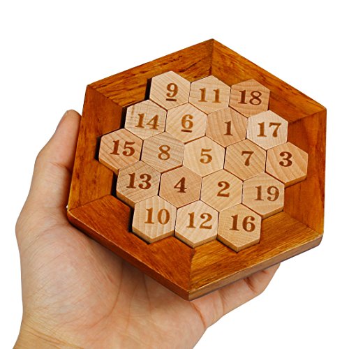 Larcele Hexágono Matemático de Madera Puzzle numérico Sudoku Juego de Mesa FWPP-01
