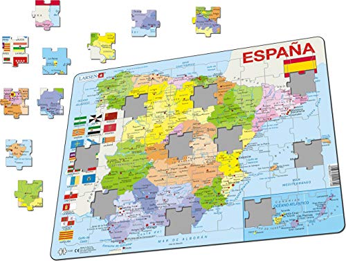 Larsen K85 Mapa político de España, edición en Español, Puzzle de Marco con 70 Piezas