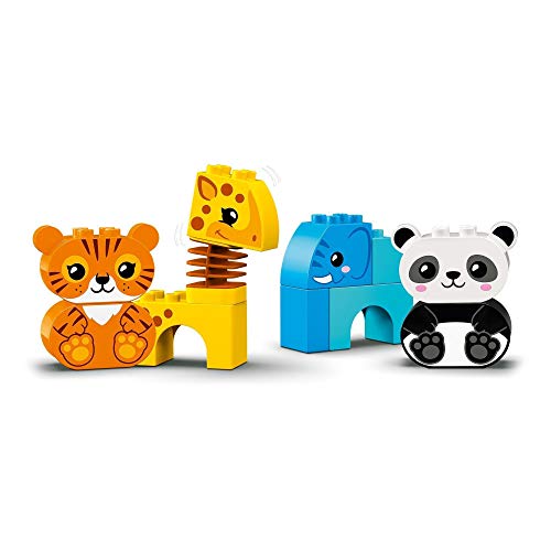LEGO 10955 DUPLO Tren de los Animales, Juguete de Construcción con Elefante, Tigre, Panda y Jirafa para Niños de +1.5 años