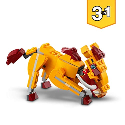 LEGO 31112 Creator 3en1 León Salvaje, Avestruz y Jabalí Set de Construcción, Animales de Juguete para Niños