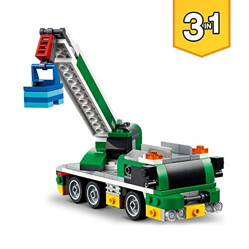 LEGO 31113 Creator 3en1 Transporte de Coches de Carreras Set de Construcción con Camión de Juguete con Remolque, Grúa y Remolcador