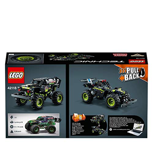 LEGO 42118 Technic Monster Jam Grave Digger, Modelo 2 en 1, Camión de Juguete o Off-road Buggy, Set de Construcción