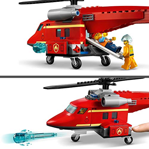 LEGO 60281 City Helicóptero de Rescate de Bomberos Juguete de Construcción con Moto y Figuras de Bombero y Piloto