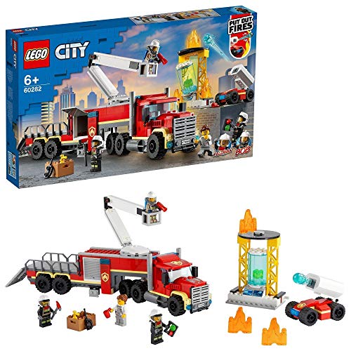 LEGO 60282 City Unidad de Control de Incendios Juguete de Construcción de Camión de Bomberos y Figuras de Bomberos
