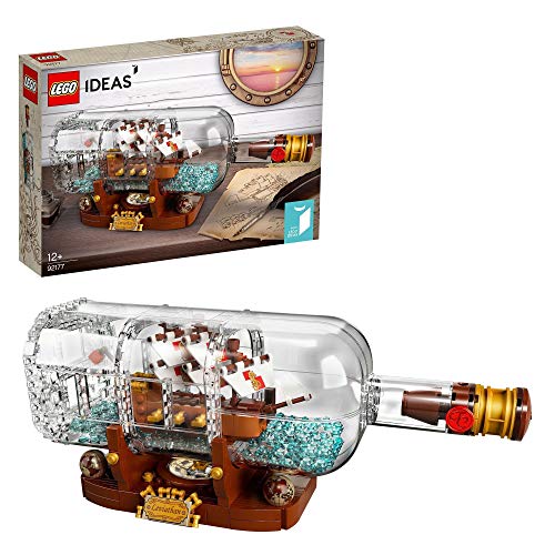 LEGO 92177 Ideas Barco en una Botella Set de Construcción para Coleccionistas con Soporte para Exposición
