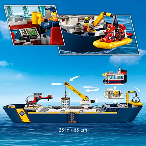 LEGO City Oceans Océano: Buque de Exploración Set Aguas Profundas, Juguetes de Aventuras Submarina para Niños, Multicolor (60266)