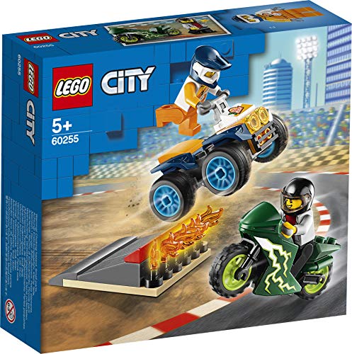 LEGO City Turbo Wheels - Equipo de Especialistas, Set de Construcción, Incluye Quad y Moto Acrobáticos, 2 Minifiguras de Pilotos con Casco y Rampa de Despegue con Llamas (60255) , color/modelo surtido