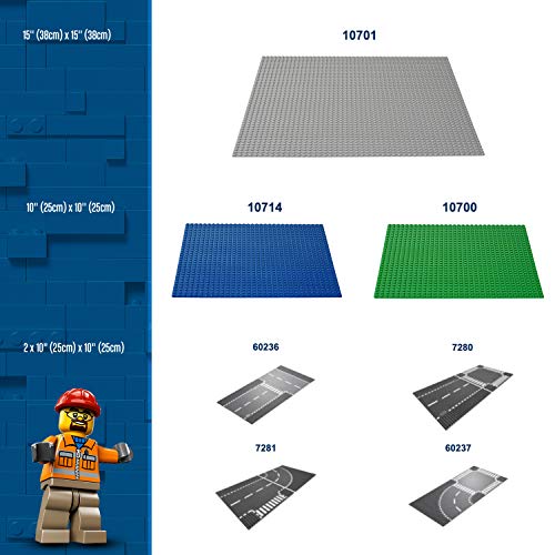 LEGO Classic - Base de Color Gris, Juguete de Construcción que Mide 38 Centímetros de Lado para Complementar tus Sets y Juegos (10701)