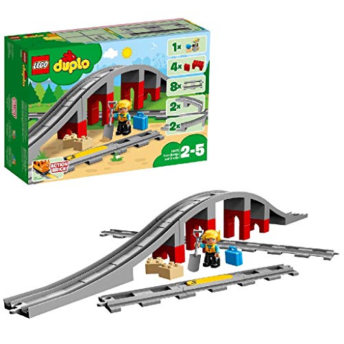 LEGO DUPLO Town - Vías Ferroviarias, Juguete de Preescolar para Complementar los Sets de Trenes Divertidos para Niños y Niñas de 2 a 5 Años (10872)
