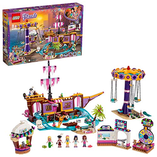LEGO Friends - Muelle de la Diversión de Heartlake City Nuevo set de construcción con Barco Pirata de juguete y Numerosas Atracciones, incluye Mini muñecas (41375)