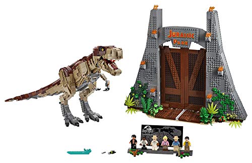 LEGO Jurassic World - Parque Jurásico: Caos del T. rex, Set de Construcción de Dinosaurio de la Clásica Película, Incluye Minifiguras de los Personajes de la Saga, Tyrannosaurus de Juguete (75936)