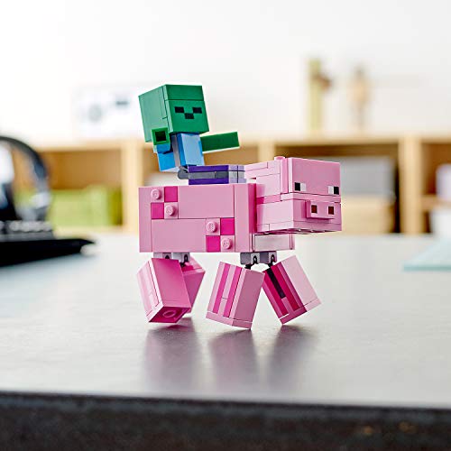LEGO Minecraft - BigFig: Cerdo con Bebé Zombi, Set de Construcción Inspirado en el Videojuego, Incluye Figuras de Juguete de los Personajes, a Partir de 7 Años (21157)