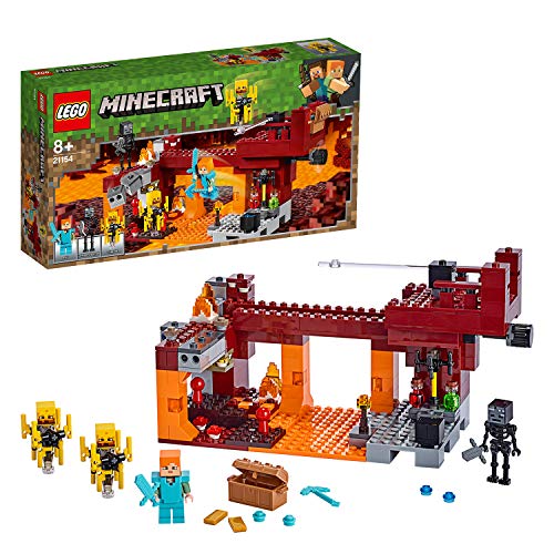 LEGO Minecraft - El Puente del Blaze, Set de construcción inspirado en el videojuego, juguete para recrear aventuras en el Nether, incluye el esqueleto Wither, novedad 2019 (21154)
