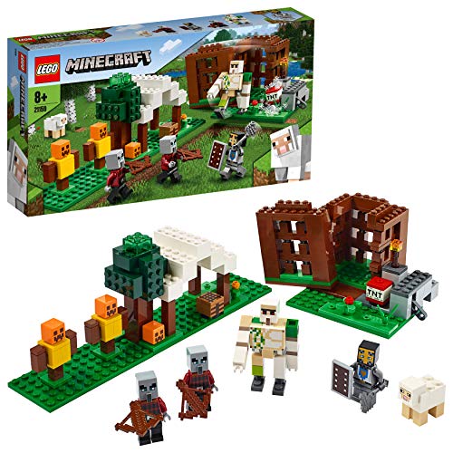 LEGO Minecraft - El Puesto de Saqueadores, Juguete de Construcción para Recrear las Aventuras del Videojuego, Recomendado a Partir de 8 Años (21159)