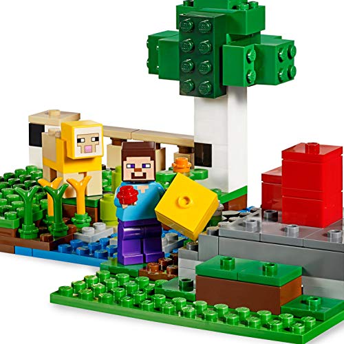 LEGO Minecraft - La Granja de Lana, Juguete de constucción inspirado en el videojuego, Incluye el bebe oveja, Novedad 2019 (21153)