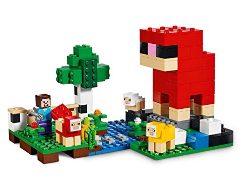 LEGO Minecraft - La Granja de Lana, Juguete de constucción inspirado en el videojuego, Incluye el bebe oveja, Novedad 2019 (21153)