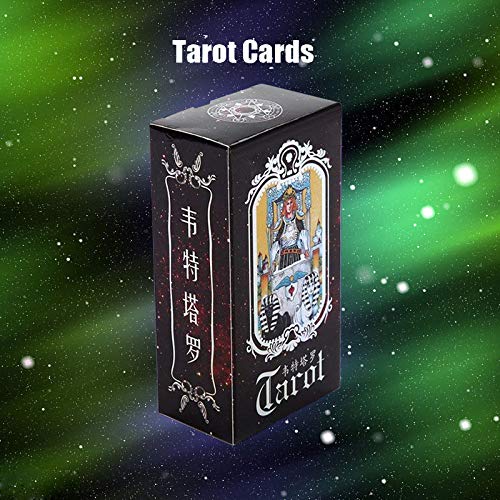 LHKJ Tarot Cards, 78 Tarjetas Juego de Cartas con Caja para Principiantes (Negro)