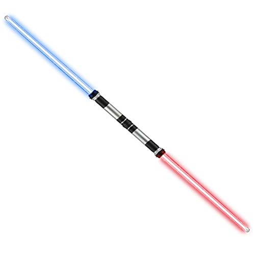 Lightsaber Chopsticks - Juego de 2 espadas luminosas extensibles con cambio de color RGB electrónico, sable de luz LED 2 en 1, espada extensible y plegable, con sonido