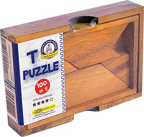 LOGICA GIOCHI Art. T Puzzle - 100 Puzzles en 1 – Rompecabezas de Madera Preciosa - Puzzle Inteligente - Dificultad 4/6 Extrema - Puzzle Geometrico