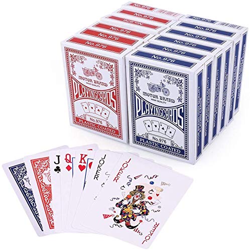 LotFancy Baraja Cartas Poker Clásica 12 Barajas Playnig Cards Standard Tamaño por el Blackjack, Euchre, Los Corazones, Incluso al Solitario (6Azules & 6Rojos)