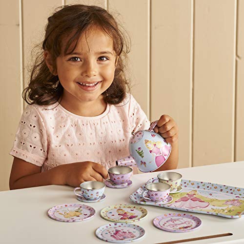 Lucy Locket – Juego de té metálico de Princesas para niños – Juego de té Infantil de 14 Piezas – Juegos de té de Juguete