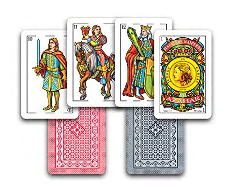 Maestros Naiperos- baraja española, 50, Cartas, Blister, Calidad Casino Popular, Color Azul y Rojo (130003041)