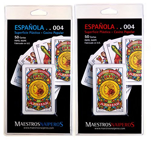 Maestros Naiperos- baraja española, 50, Cartas, Blister, Calidad Casino Popular, Color Azul y Rojo (130003041)