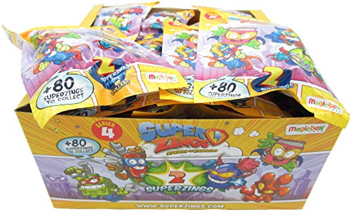 Magic Box SUPERZINGS Caja Completa 30 Sobres 2 Personajes Cada uno (2 héroe o 2 Enemigo) 60 Personajes Total Originales Rivals of Kaboom Serie 4