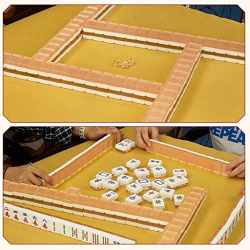 Mah Jong 144 Juegos de Mahjong Mano de Gama Alta Jugando Mahjong Inicio multijugador de Escritorio Viajes Ocio Mahjong Regalo (Color : Champagne Gold, Size : 39mm)