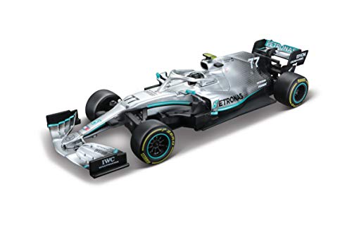 Maisto Tech R/C F1 Mercedes AMG Petronas W10 (2019): Coche teledirigido Lewis Hamilton en Escala 1:24, Coche de fórmula 1, 27 MHz, Control con Mango de Pistola, 22 cm, Color Plateado (581382)