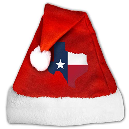 Mapa de Texas con Bandera Adultos Sombreros de Navidad de Terciopelo clásico para la Fiesta de Navidad de Año Nuevo de Santa