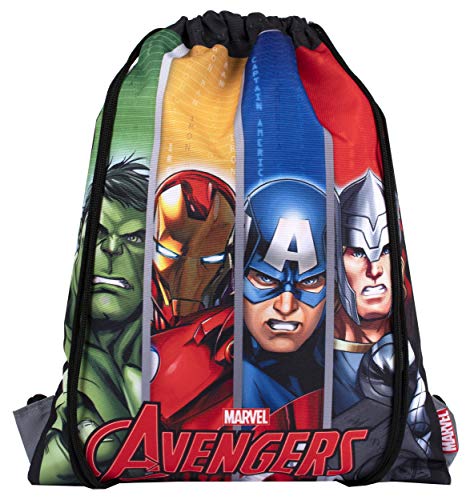 Marvel Comics Sakky Kids Avengers Bolsa con cordón – Bolsa escolar para niños – Regalo oficial para niños