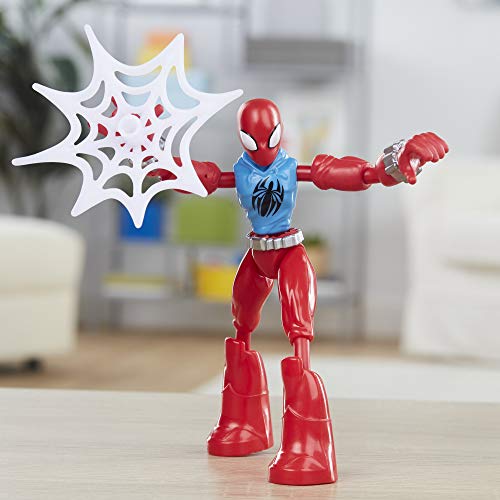 Marvel Spider-Man Bend and Flex Marvel Figura de acción de araña Escarlata, Figura Flexible de 15.2 cm, Incluye Accesorio Web, para niños a Partir de 4 años