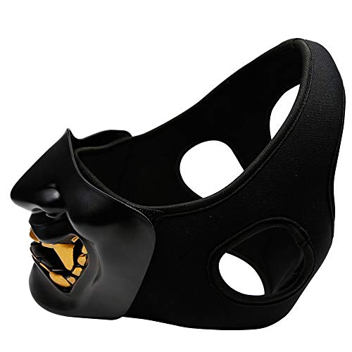 Máscara de media cara de diablo, mascarada de máscara de diablo, máscara protectora unisex para juego de truco de fiesta de disfraces de Halloween negro