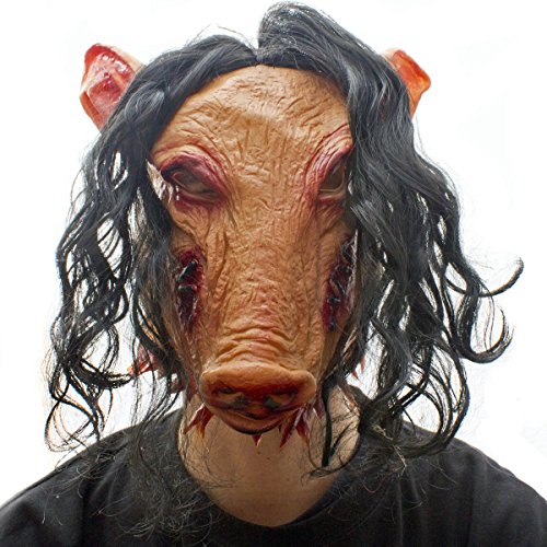 Máscara terrorífica de cerdo de la película Jigsaw de la saga Saw, de látex, para Halloween