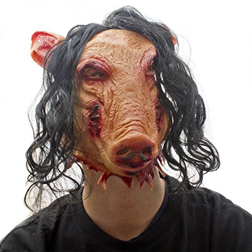 Máscara terrorífica de cerdo de la película Jigsaw de la saga Saw, de látex, para Halloween